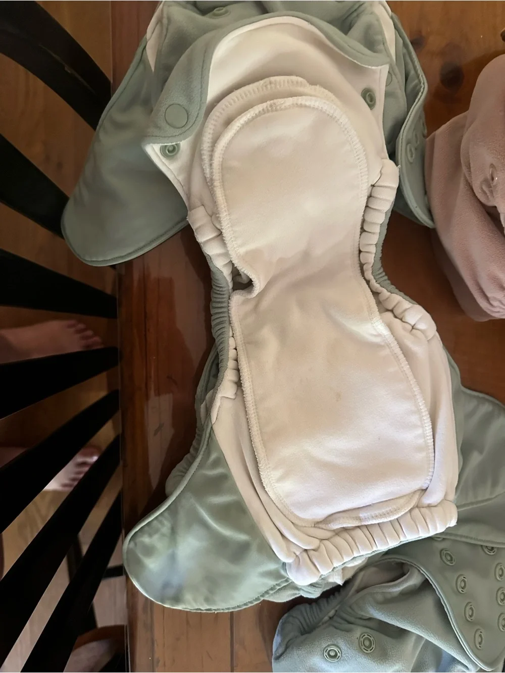5 GroVia AIO Buttah Cloth Diapers in sage blue with Snap Fasteners